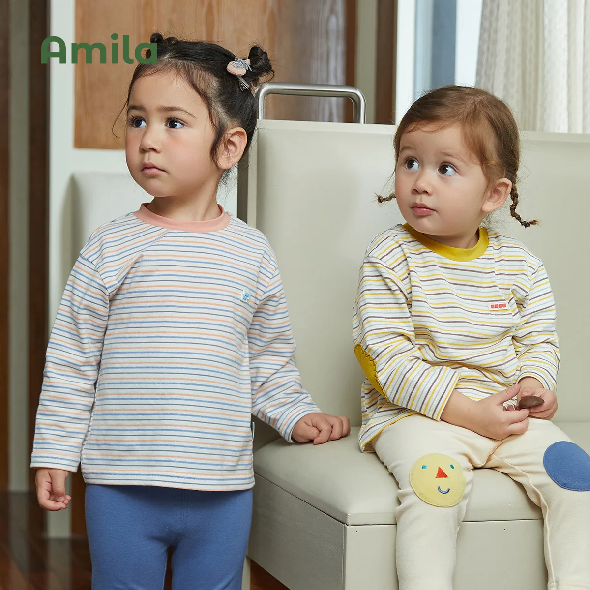 Children's T-Shirt Round Neck Striped Baby Top Boys And Girls Clothes baby t shirts kids t shirts