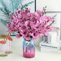 Silk Autumn Magnolia 5 Forks 20 Heads Artificial Flowers Gladiolus Home Decor Vase Floral Fake Christmas Wedding Accessories 3