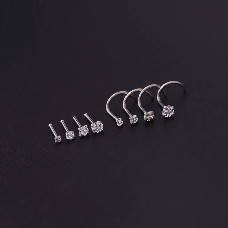 Nose Rings Piercing Jewelry Nose Studs Body Piercing Earrings Metal Jewelry Body Piercing Jewelry Body Jewelry Ear Piercing Jewelry 1PC 1.5-3mm Mini Zircon Nose Studs 316L Stainless Steel L Shape Nose Ring Cartilage Earrings for Women Men Body Piercing Jewelry