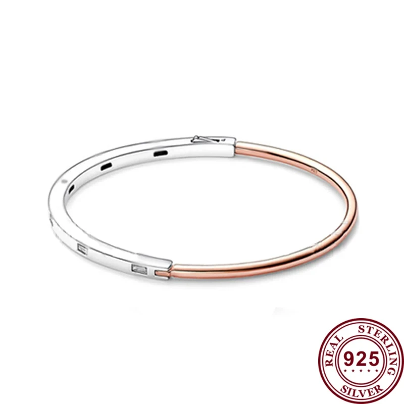 2023 New 925 Silver Original Women's Creative Gold Beaded Love Heart Logo Circle Bracelet Women's Festival High Quality Gift