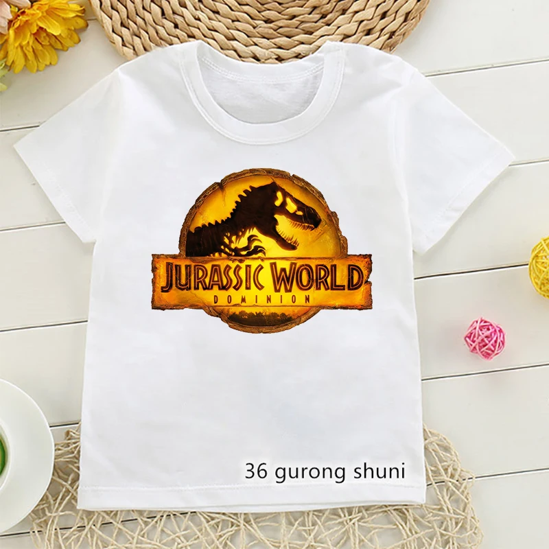 Magliette Per Ragazzi Divertenti Jurassic World Dominion Print Abbigliamento Per Bambini Tshirt Cute Jurassic Dinosaur Tshirt Summerkids Tshirt Tops