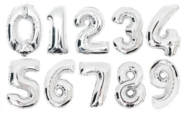 32 inches Rose Gold Sliver Number Foil Balloons Large For Birthday Party Wedding Decoration