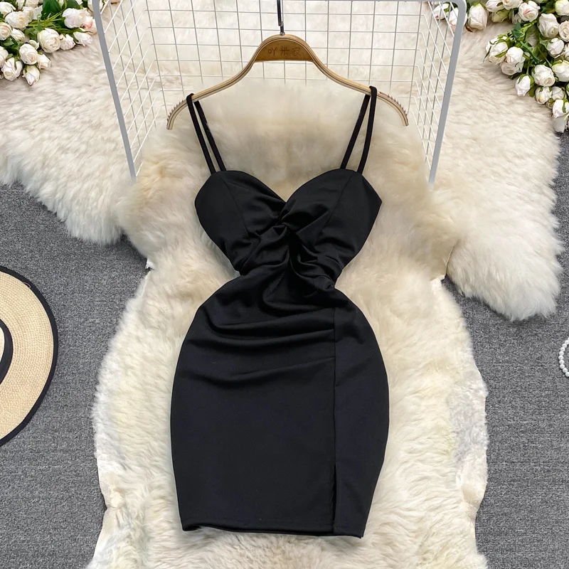 Sexy Spaghetti Strap Dress Women's New Summer Korean Fashion Side - Main Image