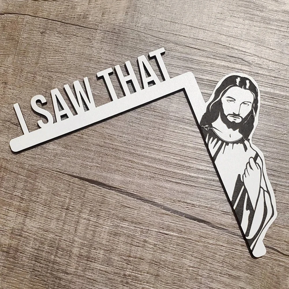 Art Craft Jesus I Saw That Holiday Left Right Wall Sculpture Party Dress Up Gift Home Decor Ornament Wood Door Frame Decoration