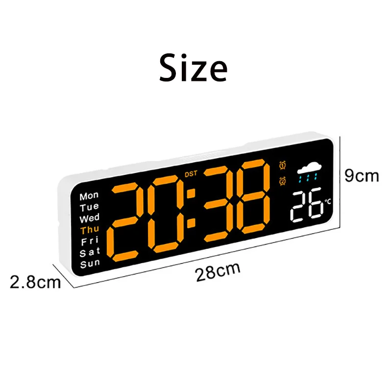 Digital Wall Clock 28cm Digital Wall Clock Larger LED Living Room Alarm Clocks Remote Control Date Week Temperature Clock Dual Alarms Time Clocks digital wall clock