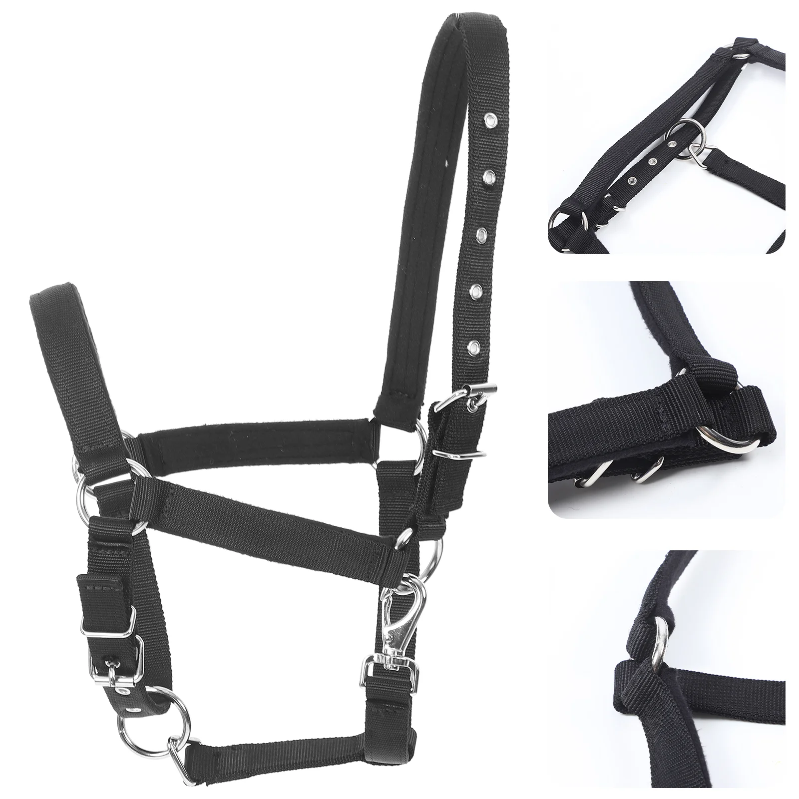 

Major Rope Halters for Horses Adjustable Chin and Snap Nylon Field Safe Headcollar