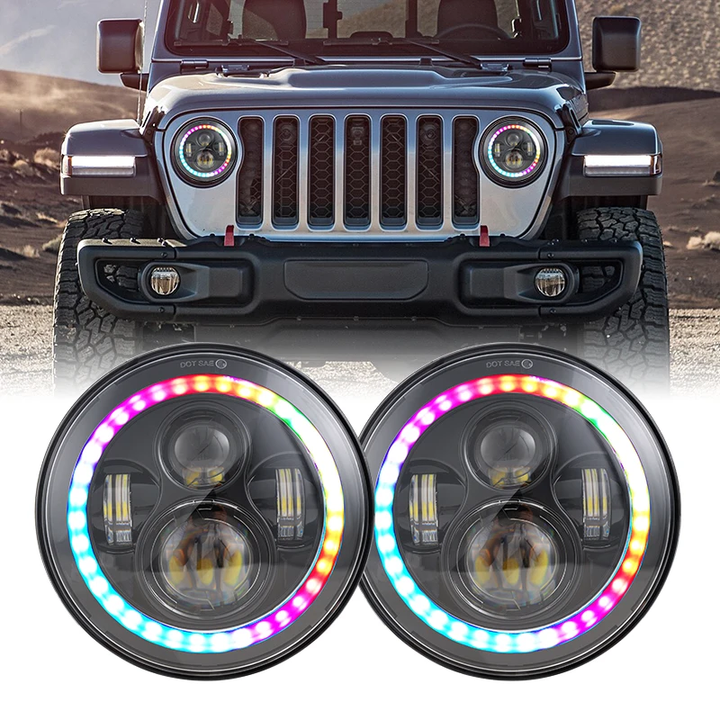 Faros LED RGB de 7 pulgadas para Lada, Niva Urban, 4x4, Suzuki, Jeep,  Wrangler, Offroad, 1 par - AliExpress