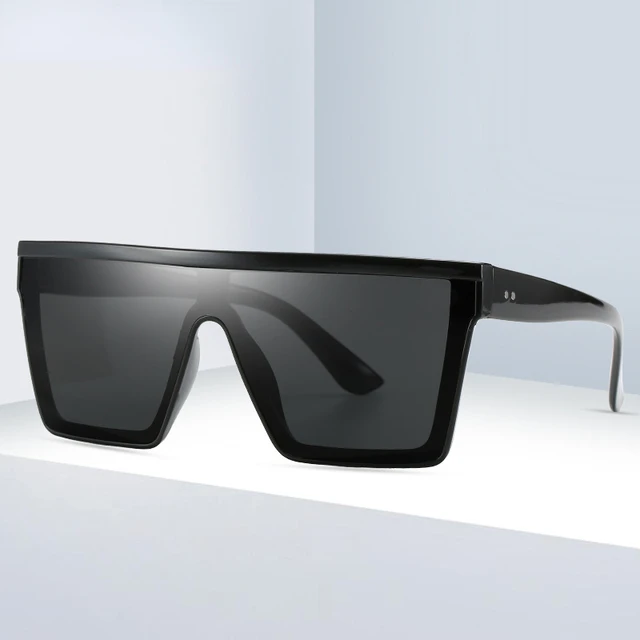  - NEW 8 colors Flat Top Sunglasses Men Women Brand Designer Square Shades Gradient Sun Glasses Men Cool One Piece UV400 Mirror