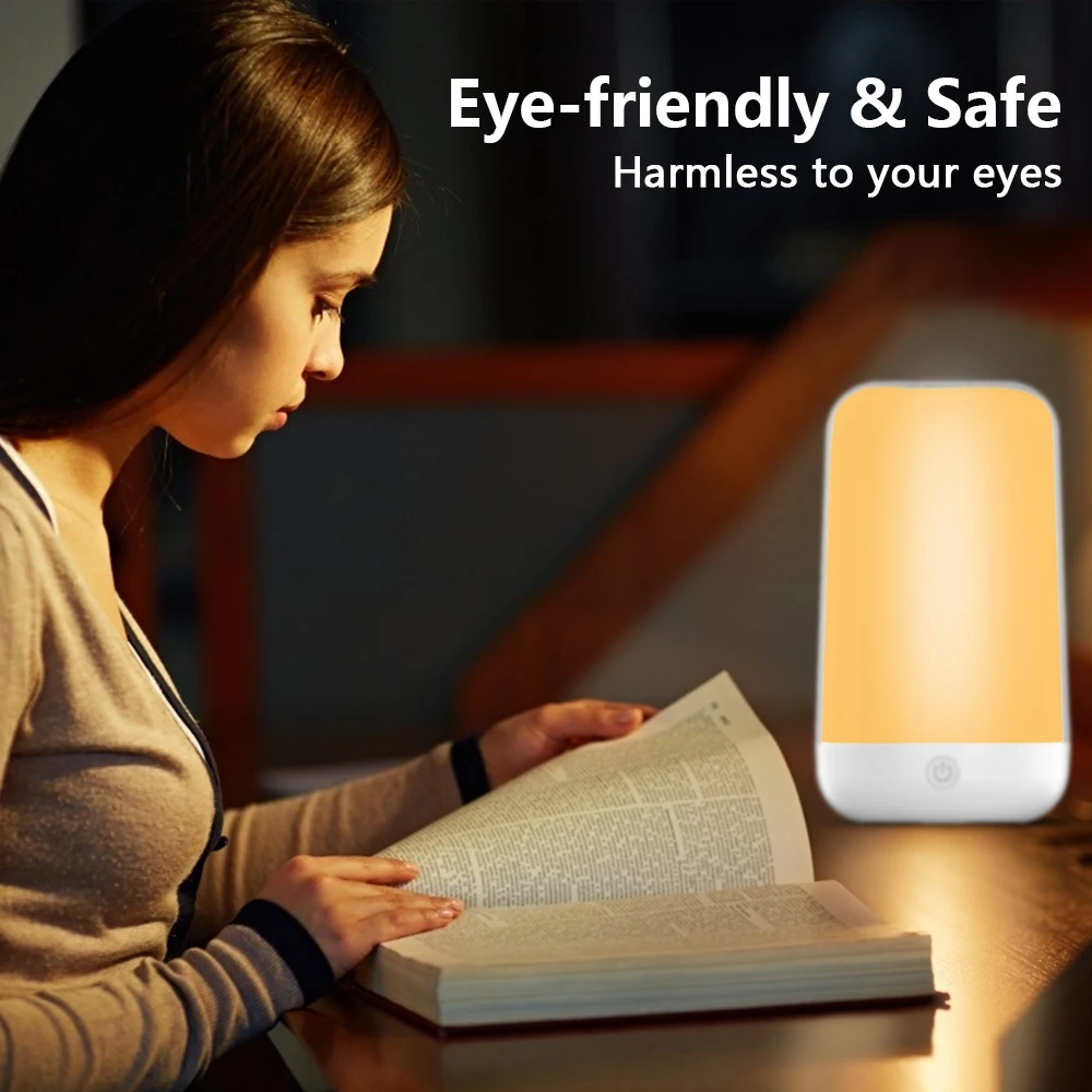 Smart Touch LED Night Light RGB CCT Dimmable Desk Light 3600mAh Battery Rechargeable Bedside Table Lamp for Bedroom Decoration
