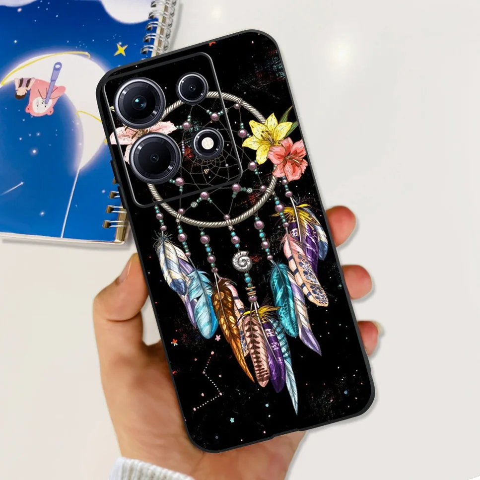 Fashion Cute Flowers Luxury Black Phone Case Back Cover