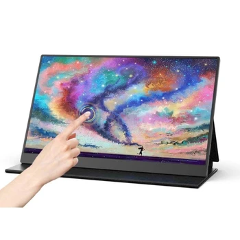 Monitor portatile QLED da 15,6 pollici stile classico 60Hz con touchscreen 1080P per interruttore del telefono portatile Gamut a colori gratuito TV 1