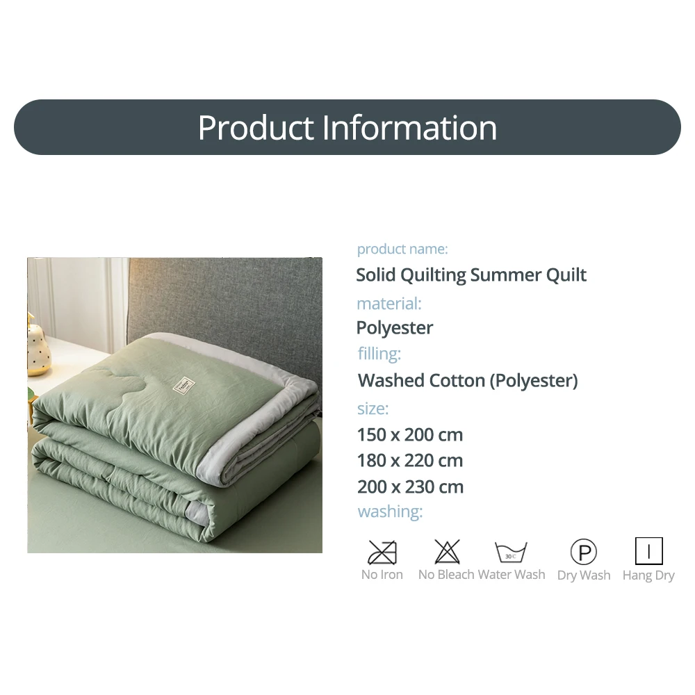 Summer Quilt Zomer Airconditioning Quilt Gewassen Katoen Gooi Deken Quilten Dunne Dekbed Cooling Dekbed Gewatteerde Quilt Effen Kleur