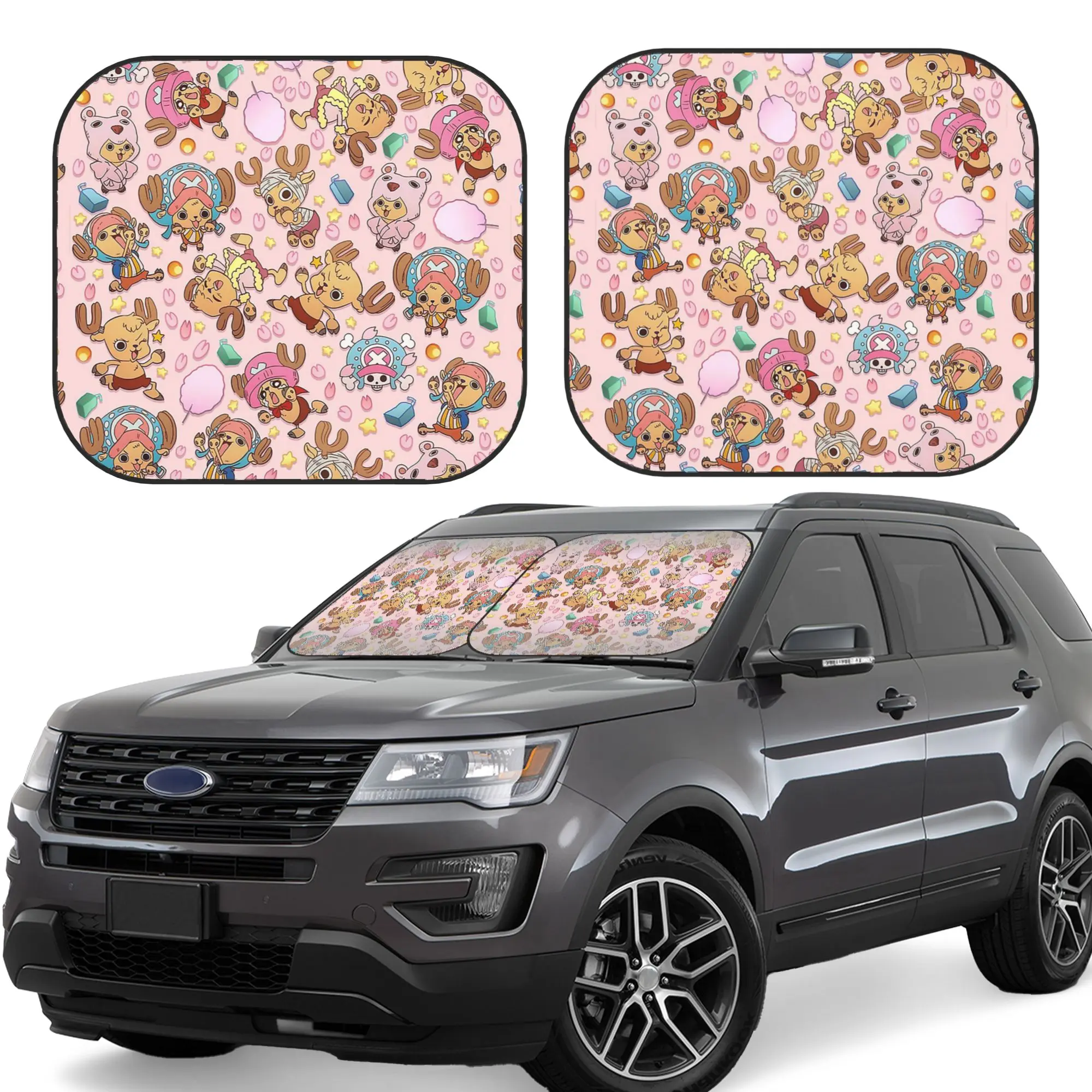 

Anime Luffy Car Windshield Sun Shade Auto Foldable 2pcs Window Sunshades for Most Windshield Sun Visor Car Accessories