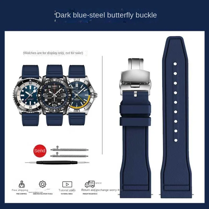 thumbnail image 1 of Correa de reloj de caucho fluorado de liberación rápida de 20 mm, 22 mm y 21 mm para relojes de buceo de cada marca, correa para Breitling, IWC y Seiko, 1 of 5