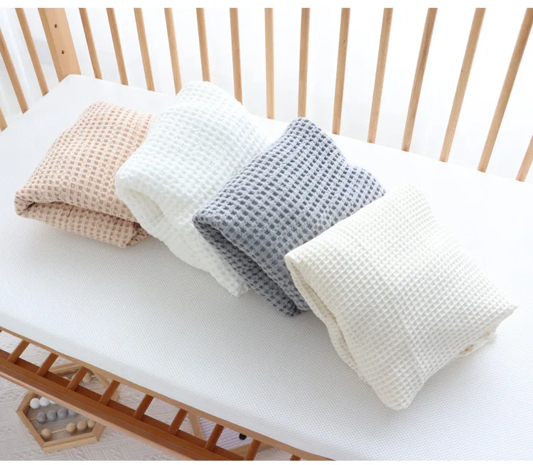Baby Cot Fitted Sheet Big Waffle Cotton Solid Color Fitted Sheet for Newborn Cot Bed Fitted Sheets Pure Color Mattress Cover