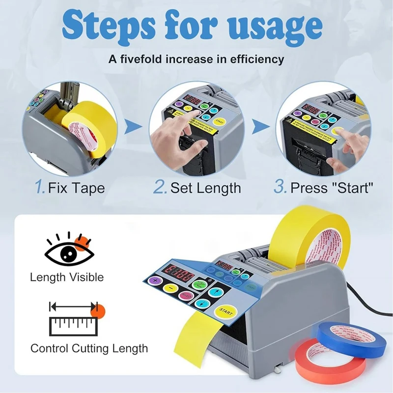 Lint Snijmachine, Tape Cutter 6-60Mm Breedte Automatische Tape Dispenser Machine, Multifunctionele Elektrische Ons Plug Gemakkelijk Te Gebruiken