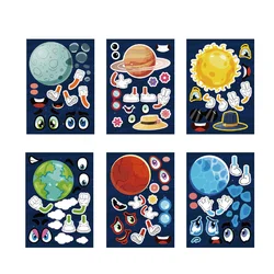 Farm Animals DIY Facial Expression Sticker Set for Kids - Creative Toy Gift (Space planet)