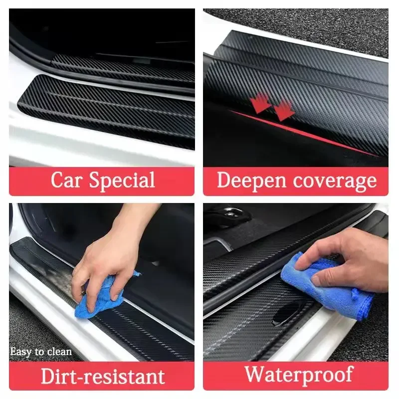 Carbon Fiber Car Door Sill & Trunk Bumper Protector Sticker - Anti-Scratch Guard
