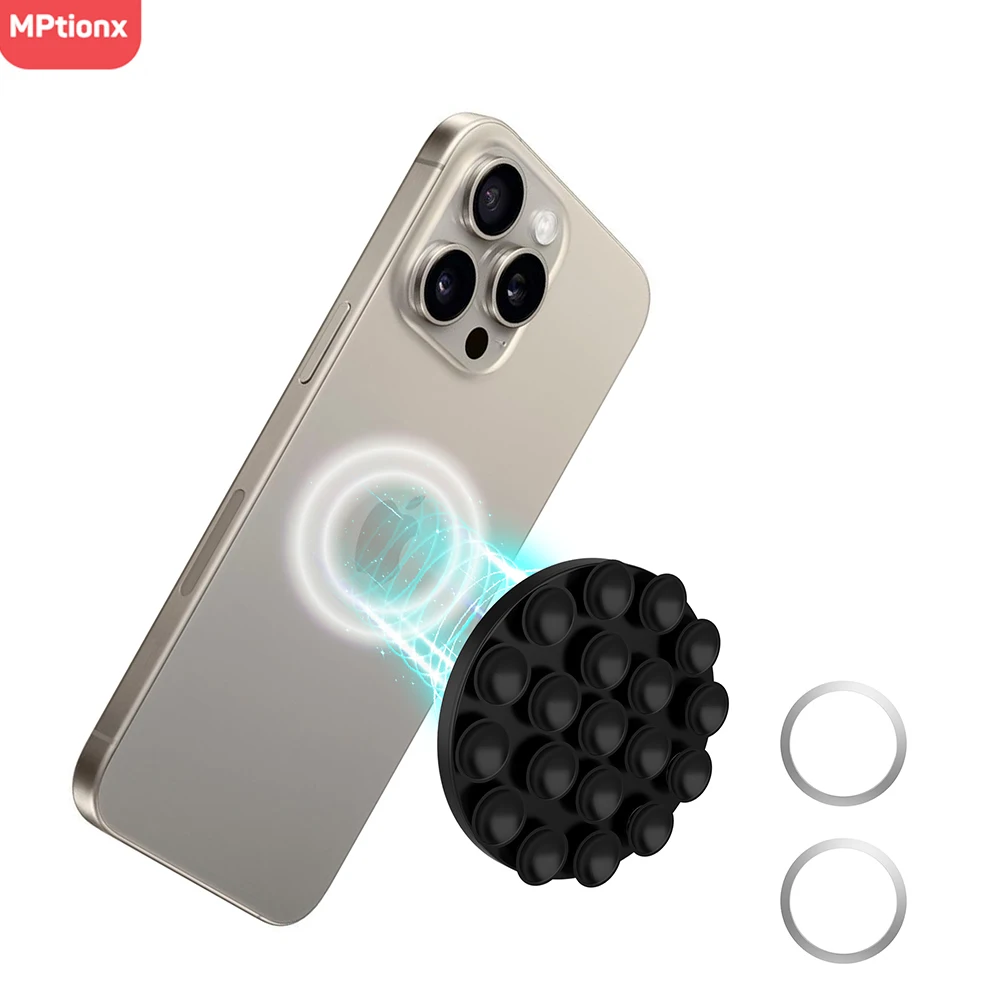 Magnetic Suction Cup Phone Mount Silicone Suction Phone Case Grip Stand Holder Hands-Free Mirror Shower Holder