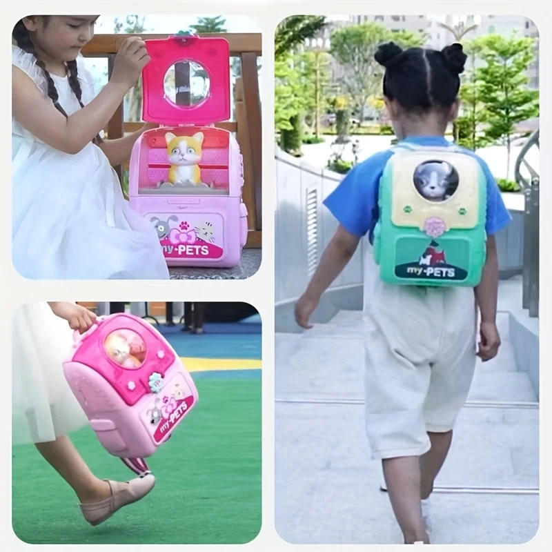 Pet Care Play Set Doctor Kit for Kids, Doctor Pretend Play Vet Dog Grooming Toys Puppy Dog Carrier Feeding Dog Backpack 6