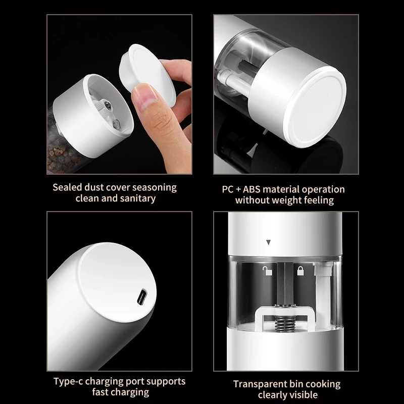 Xiaomi Electric Grinder USB Electric Automatic Mill Pepper Salt Spice Salt Pepper Grinder Home Seasoning Bottles Kitchen Tools 4
