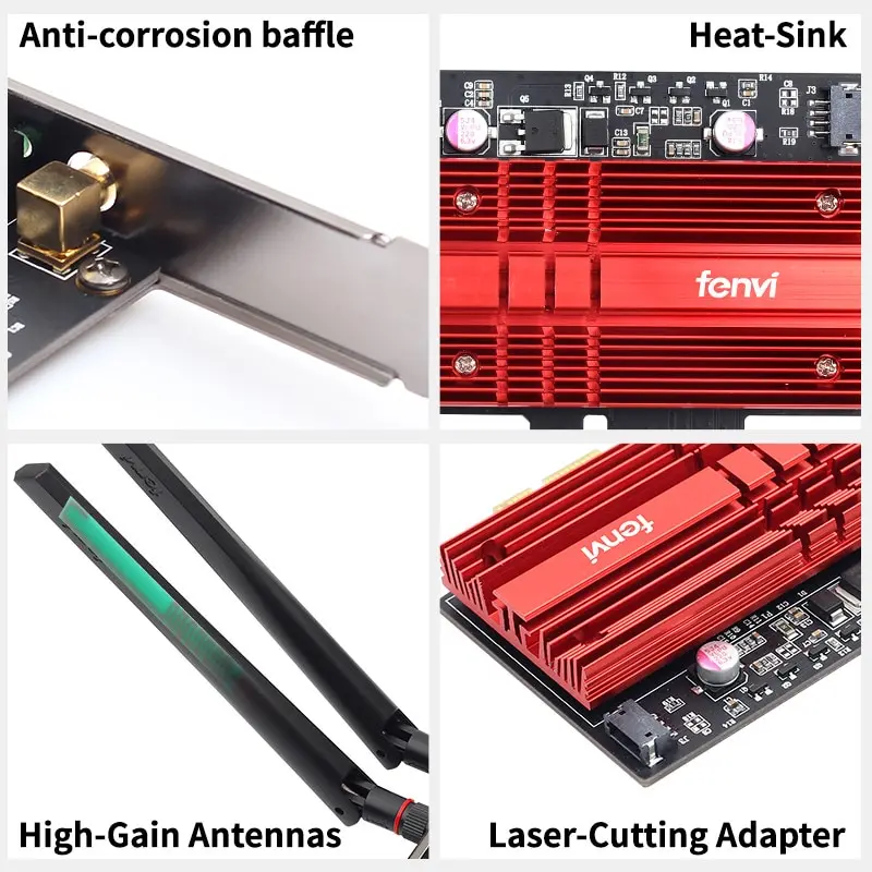 Fenvi-adaptador Wifi de Banda Dupla Placa sem Fio Ax3000 Pcie Bluetooth 5.2 802.11ac 2.4g 5ghz Desktop Barato Ax210 - Imagem 2