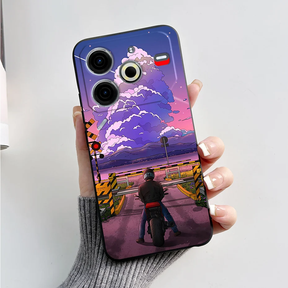 Luxury Marble Black Silicone Soft Phone Case - Elegant TPU Back Cover in 6.78