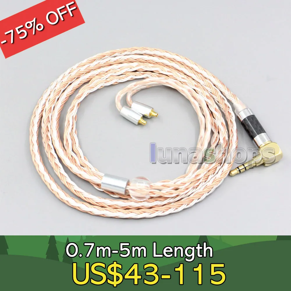 

XLR 4.4mm 2.5mm 16 Core Silver Plated OCC Mixed Earphone Cable For Dunu T5 Titan 3 T3 (Increase Length MMCX) LN006712