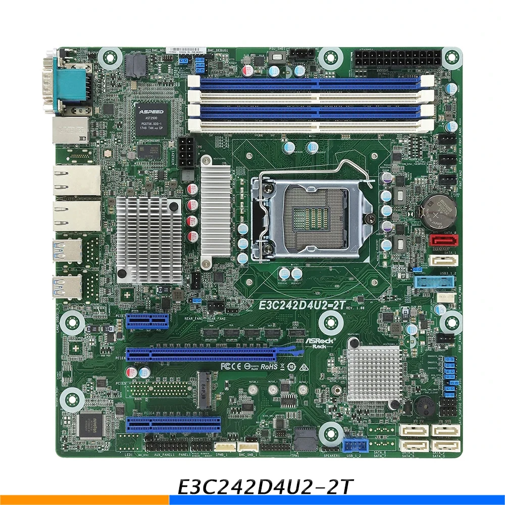 E3C242D4U2 2T Server Motherboard For ASRock Rack C242 LGA1151 DDR4 Support XeonE2100 E2200 High Quality