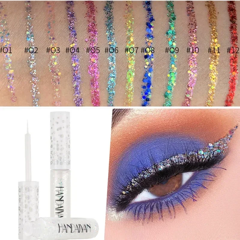 

12 цветов/сумка тени для век металлическая блестящая подводка для глаз водостойкая блестящая Очаровательная блестящая подводка для глаз ручка жидкая подводка для глаз макияж