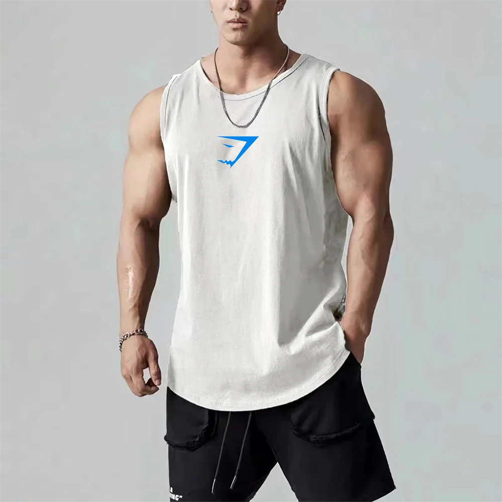 Men's Clothing Summer Gym Tank Tops Sportswear Workout Fitness O Neck Sleeveless T Shirt Basketball Quick-Drying Breathable Vest