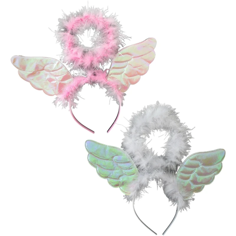 Cartoon Cute Headband Angel Wings Shape Hair Hoop Rave Party Headpiece Hair Band Party Cosplay Costume Props Unisex F3MD