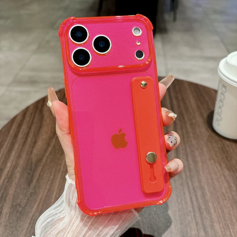 Four Corner Anti-Drop Ring Wristband Holder Soft TPU Translucent Phone Case
