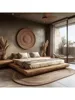 Wabi Sandy Wind Natural Edge 1.8 meters double bed, log wind solid wood bed, hotel homestay villa floor bed 2