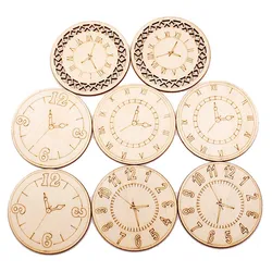 8Pcs Handmade Accessory Roundness Clock Pattern Retro Wooden Ornament Home Decoration 45mm Mixed DIY Scrapbooking Crafts Wood