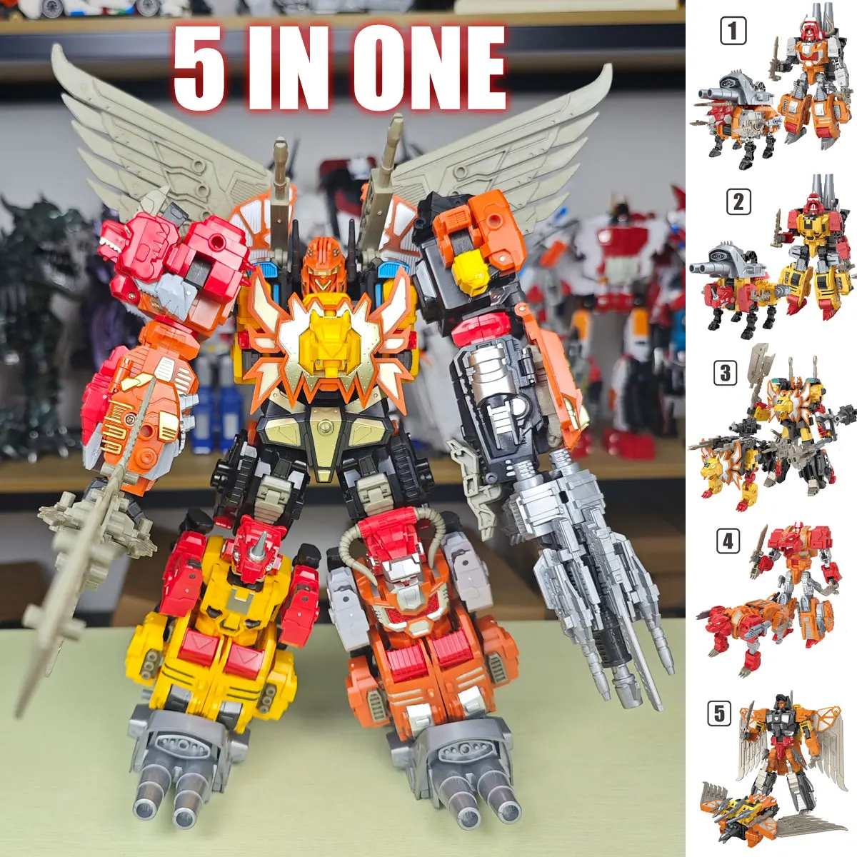 Predaking 6 in 1 Transforming Robot Action Figure 30cm Combiner Toy