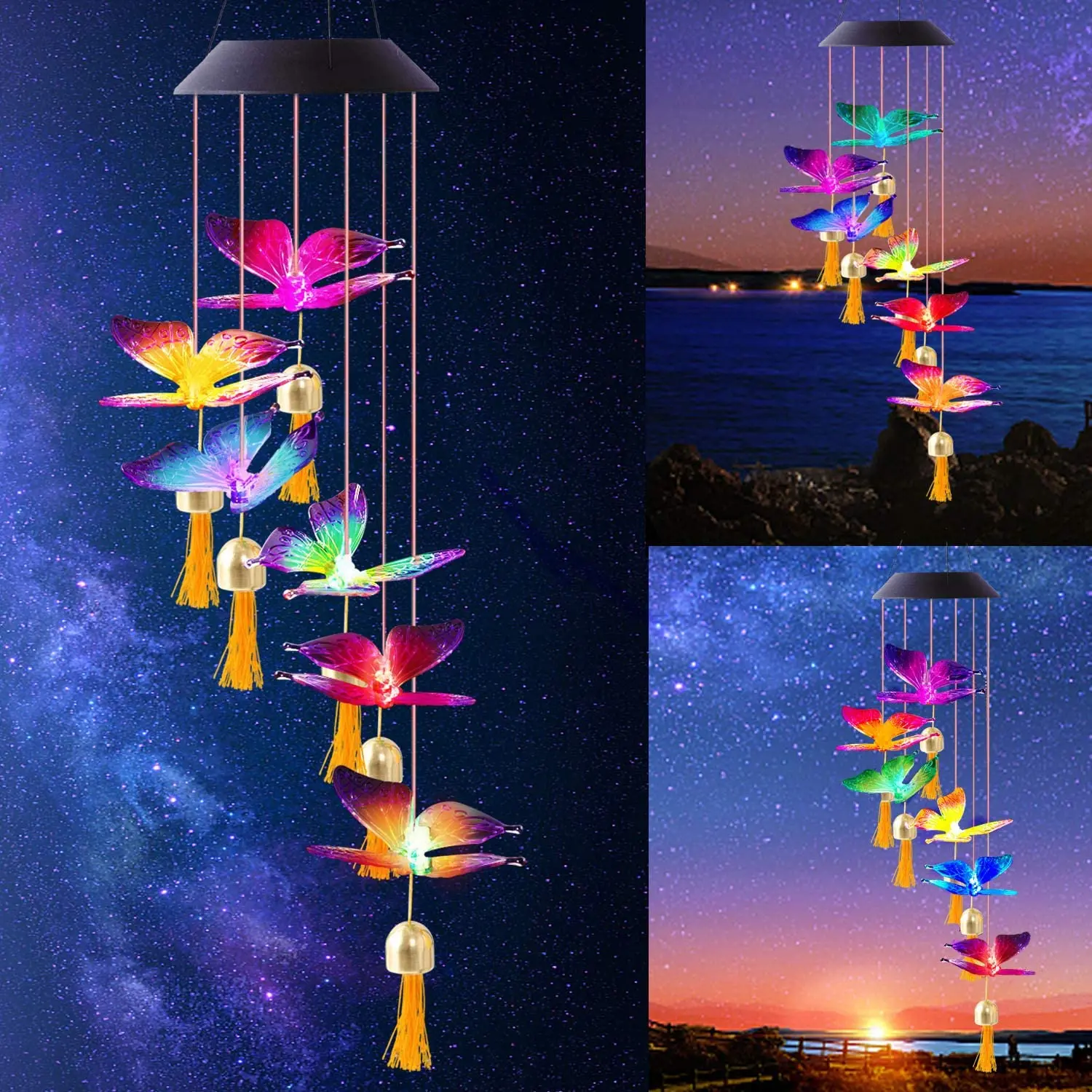 

Solar Wind Chime Lights Outdoor Color Changing Solar Butterfly Bird Lights Led Decorative Waterproof Outdoor Solar Lights