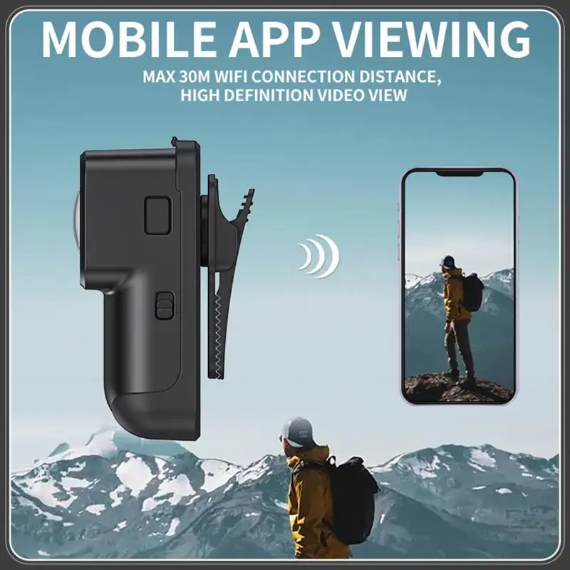 New Arrival 1080P HD Mini Wifi Sports Camera 160 Wide Angle Outdoor Recorder Wireless Real Time Viewing Back Clip Action Camcord