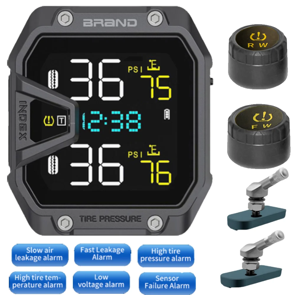 Motorcycle TPMS Tire Pressure Monitoring System LCD Display Motorbike Tyre Pressure Temperature Alarm Motorcycle Accessories