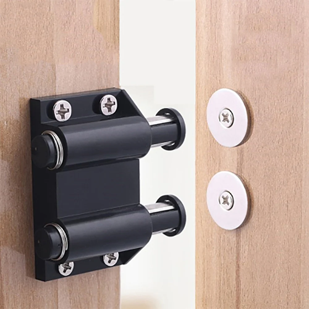 4pcs Pressed Double Round Head Magnetic Catch Push Touch Latch for Cabinet Closet Cupboard Push Release Opener Door Magnets