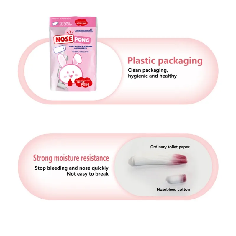 Baby Nose Clean Nose Blood Stop Bobbin Child Nosebleeds Runny Spray Degreasing Cotton Roll Children Care Accessories 50PCS