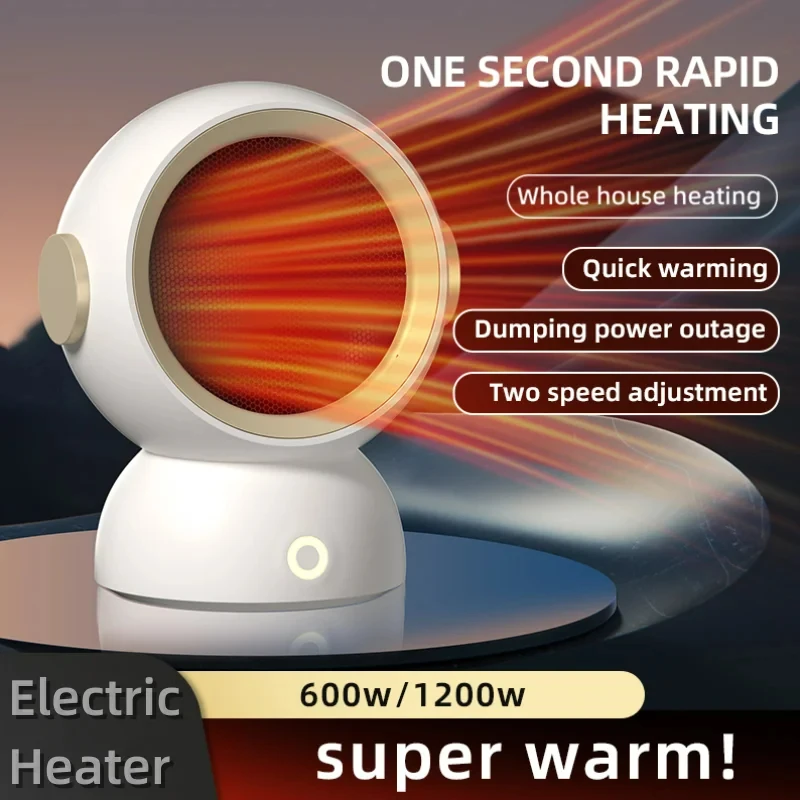 

1200W Electric Heater 2s Heating 360Degree Optional Rotation Warmer Air Blower Home Office Desktop Dual Speed Heater