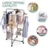 Clothes Drying Rack, 3-Tier Folding Indoor Laundry Drying Rack with Wheels 4 Hooks, Metal 6