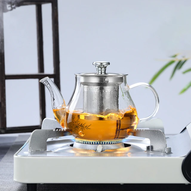 Glass Teapot with Removable Infuser Stovetop Safe Tea Kettle Heat