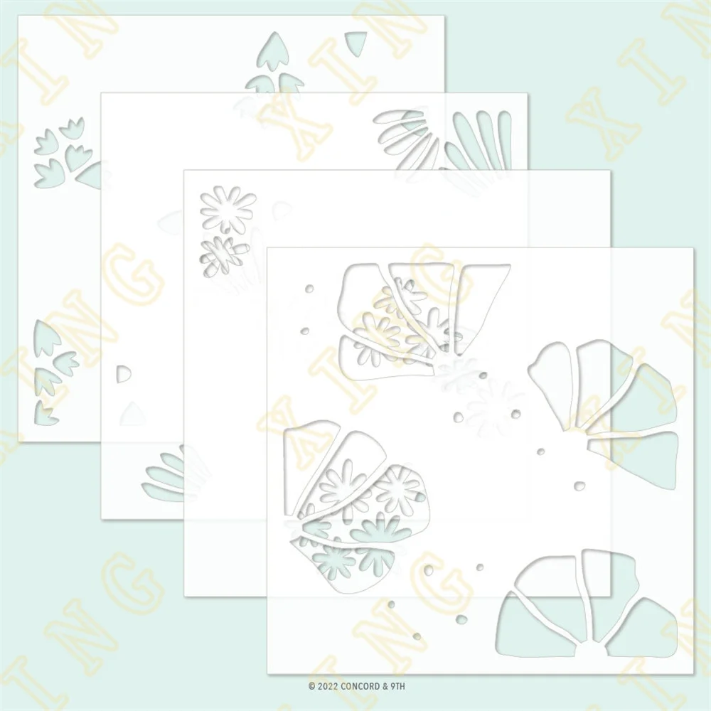 

Flower Press Stencil Pack Layering Stencils Painting Diy Scrapbook Coloring Embossing Paper Card Album Craft Decorative Template