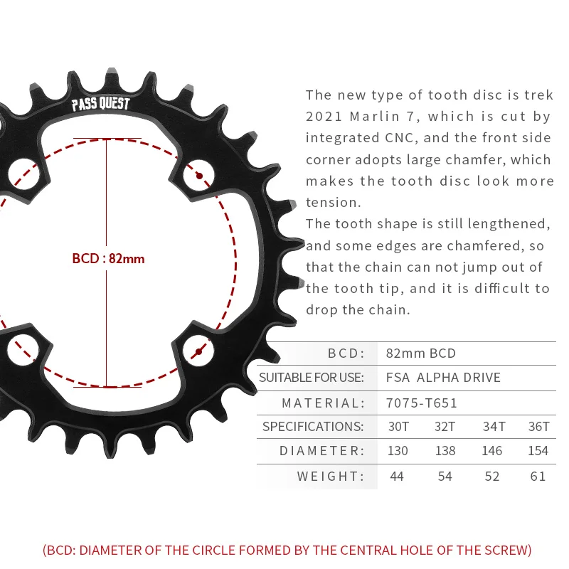 82BCD-82-BCD-FSA-Alpha-Drive-Marlin-7-MTB-Narrow-Wide-Chainring-30T-32T ...