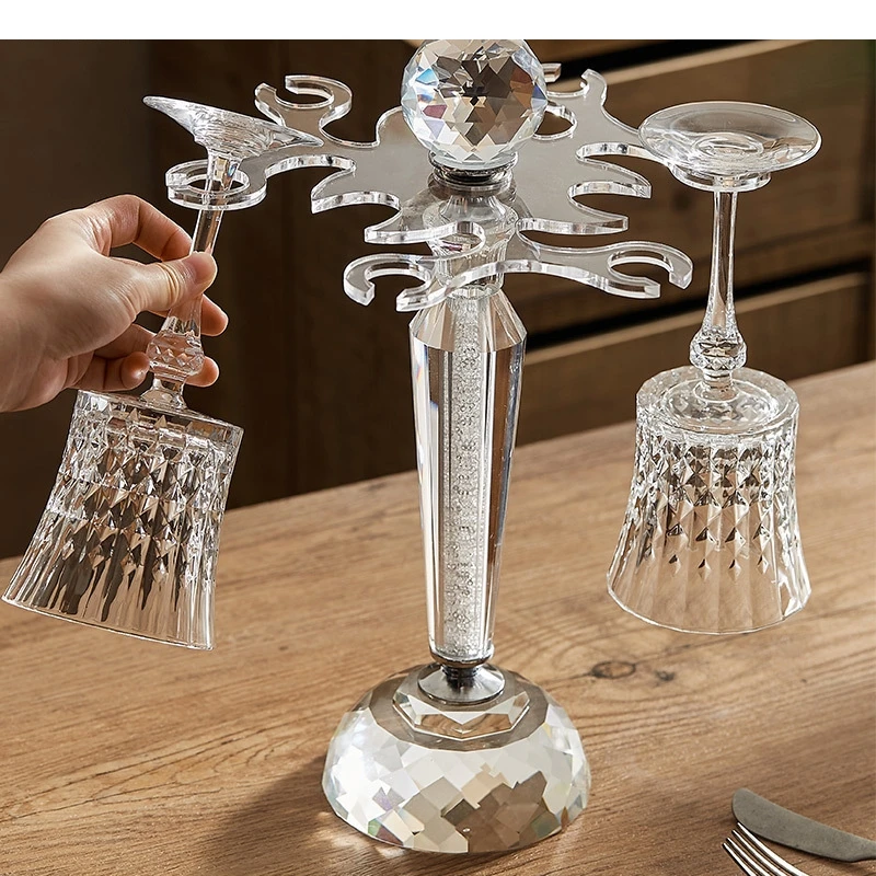 Crystal Glass Red Wine Cup Set with Rotating Holder Wedding Party Champagne Light Luxury Home Bar