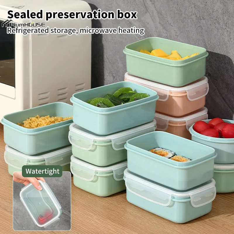 Mini Refrigerator Crisper Small Lunch Box Plastic Airtight Jar Storage Box Round Kitchen Insulated Lunch Organizer Snack
