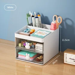 Compact Desktop Storage Box with Drawer - Versatile Organizer for Office and Makeup Essentials (White)