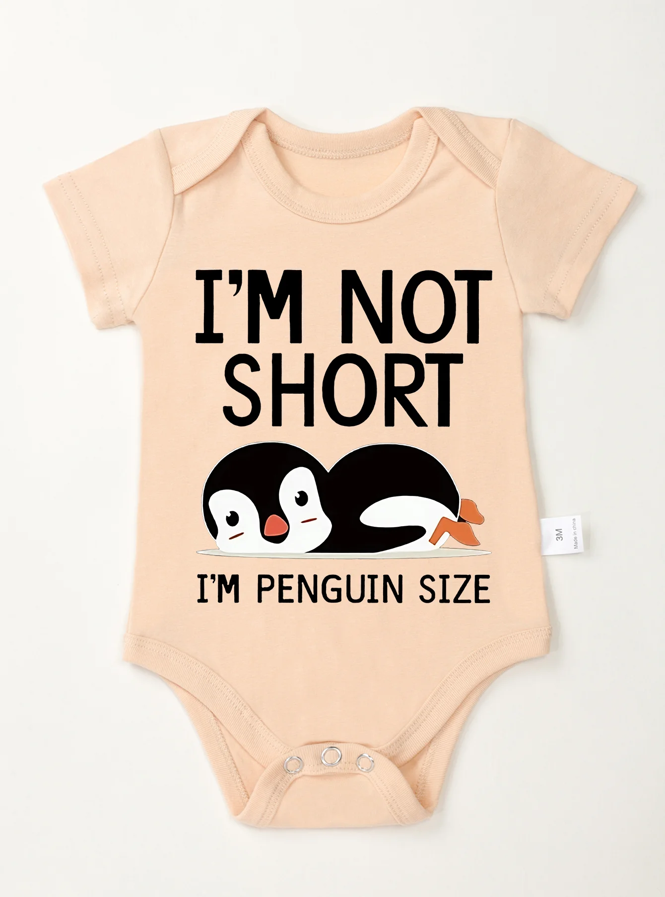 Newborn I'm Not Short Printing Bodysuit Baby Girl Boy Penguin Pattern Clothes Rompers Jumpsuit Infant Toddler Cute 4